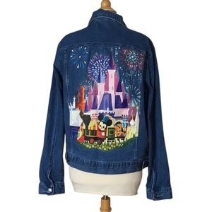 Disney Parks x Joey Chou Patchwork Castle Magic Kingdom Denim Jacket Medium